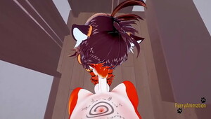 Furry Hentai 3D - POV Tigress blowjob and gets fucked by fox - Japanese manga anime yiff cartoon porn