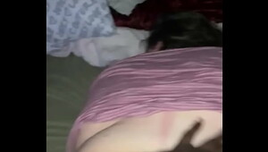 Amateur interracial couple white chubby milf Hairy Pussy and Ass doggy from her BBC hidden iPhone camera backshot cum shot watery nutt