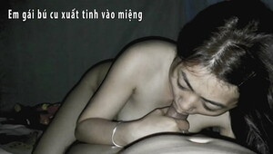 Slutty Vietnamese whore blowjob and cum in mouth