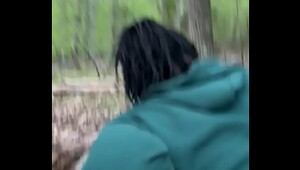 Teen ebony 18 fuck with the white boy  In woods