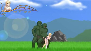 Cute blonde girl having sex with orks men in Unh disaster hentai game