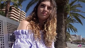 GERMAN SCOUT - Magaluf Holiday Teen Candice with braces at Public Agent Casting