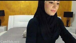 Arab hijab slut strip  & masturbation on cam