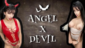 jerk off conquest JOI pretty angel and gorgeous devil cosplay teasing to get your cum which one will you choose??