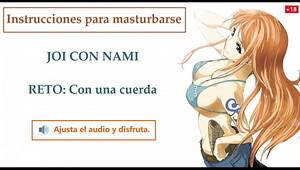 JOI Spanish hentai, Nami One Piece, Instructions to masturbate.
