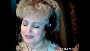 Shy Blonde Mature Russian Wife Masturbating on Webcam