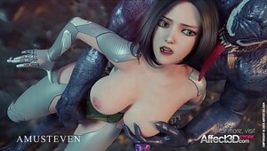 Big Tits Angelita fucked hard by a monster in a 3d animation